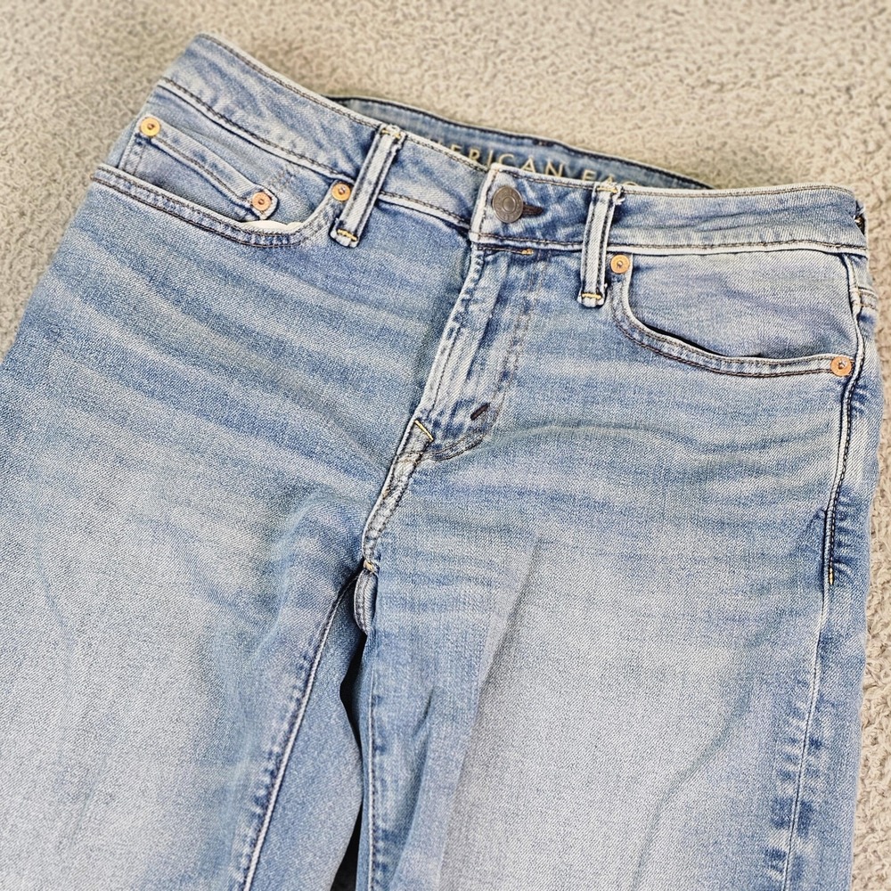 American Eagle Original Straight Jeans Mens 29x34 Blue Light Wash Denim AirFlex
